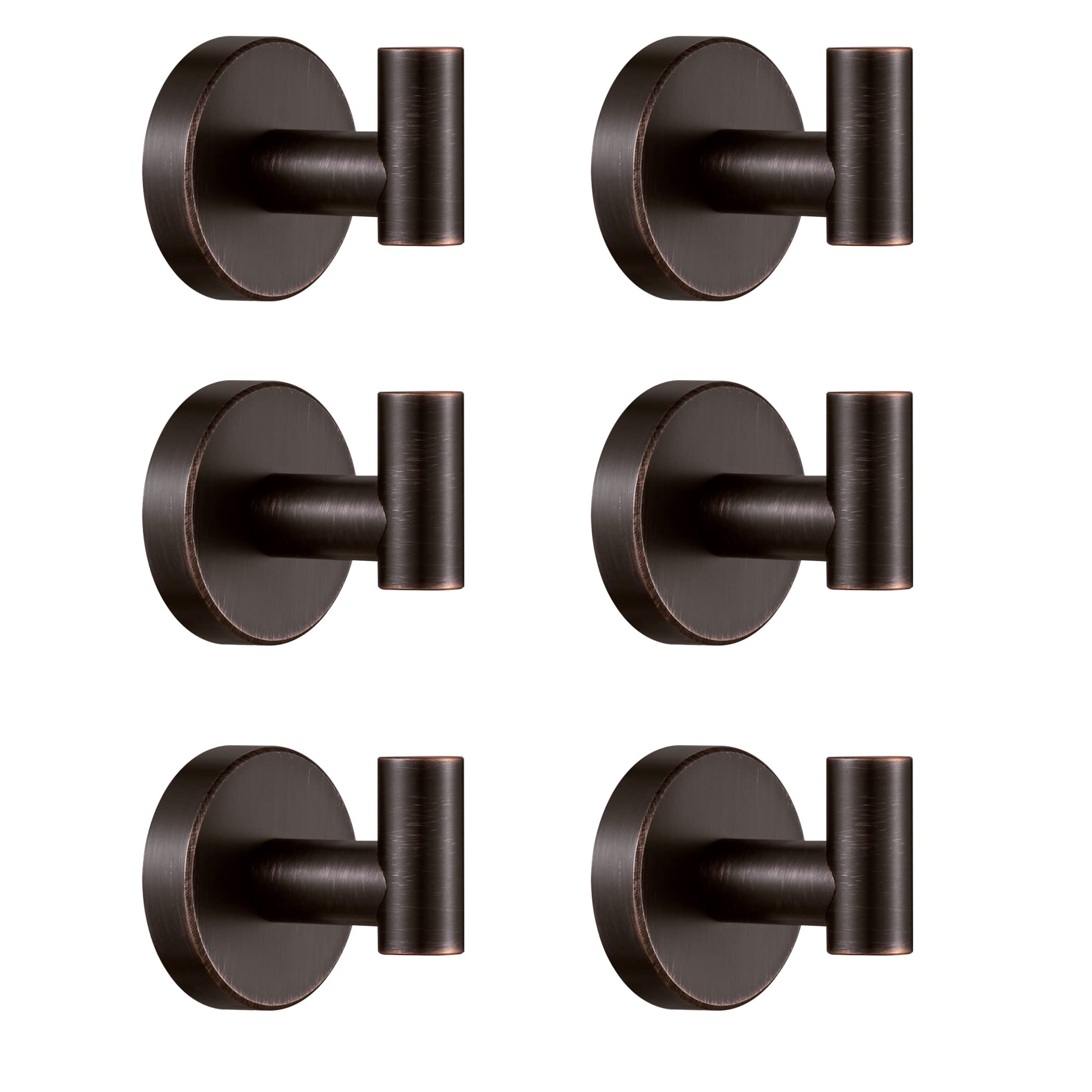 BigBig Home Bronze Towel Hooks, Bathroom Robe Hook Oil Rubbed, Bath Farmhouse Coat Clothes Hook Wall Mounted Rustic 6 Packs for Kitchen