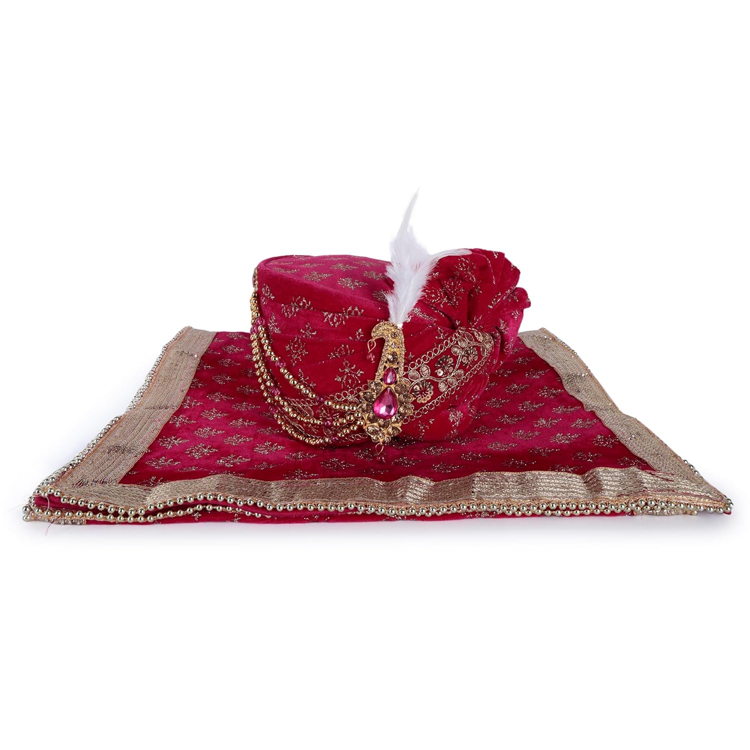 Men Cotton Blend Printed Groom’s Safa Shawl Stole Set, Wedding Safa/Turban with Stole, Dulha Groom Pagdi Dupatta (Pink) Men Cotton Blend Printed Groom’s Safa Shawl Stole Set, Wedding Safa/Turban with Stole, Dulha Groom Pagdi Dupatta (Pink)