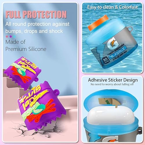 Miniatura 3 de 3 paquetes de fundas lindas para Airpods 4 - Funda de silicona con diseño de comida en 3D, dibujos animados divertidos, compatible con Airpods de 4ª