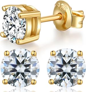 DELECOE Moissanite Diamond Stud Earrings for Women Men 18k White Gold Plated Sterling Silver Earrings, 0.6ct-2ct DF Color Brilliant Round Cut Lab Created Diamond Earrings Jewelry Gift, DE-4G