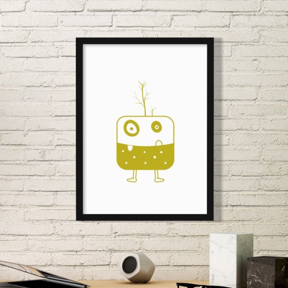 Cadre photo alien vert avec peinture sur toile moderne pour decoration murale format medium