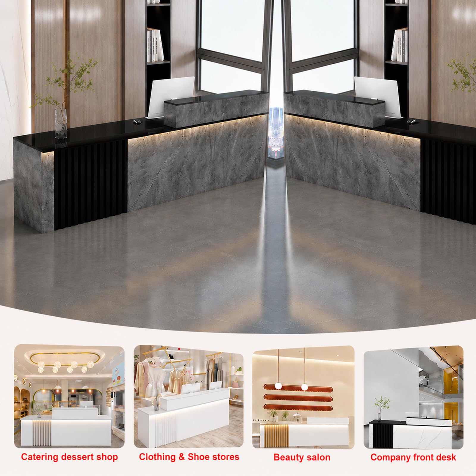 Empfangstheke L-Form Kassentheke Für Büros Salon Geschäft G - Left, 380cm