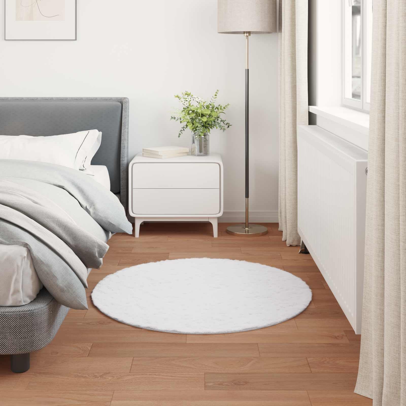 Tappeto Rotondo Bianco 100 cm Antiscivolo