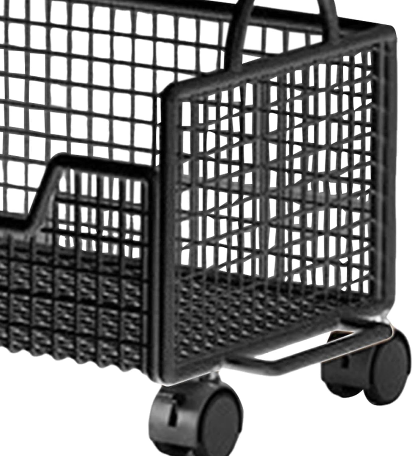 Milageto Rolling Book Cart with Wheels Magazines Mobile File Cart Bookshelf Multifunctional Mobile Storage Bin for Pantry Drinks Snack, Black