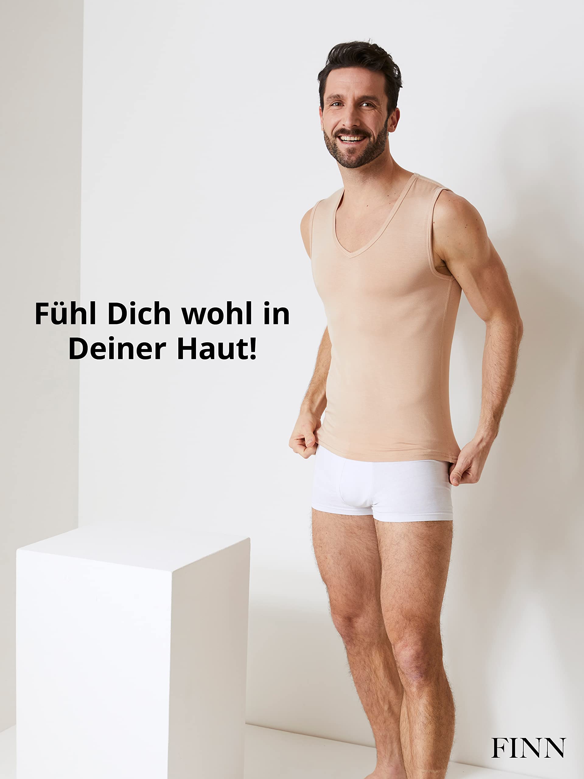 FINN Business Unterhemd Herren Ärmellos mit V-Ausschnitt - Unterziehshirt Männer aus original Lenzing® Modal Stoff - Das perfekte Tank-Top unter Hemd und Anzug