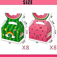 Vista 6 de Caoekego Suministros de fiesta de cumpleaños de melón de dibujos animados, 16 unidades, cajas de regalo de dulces para niños y niñas, sandía, uno