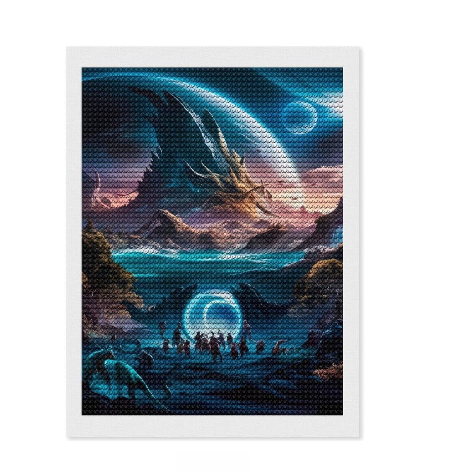 Junmoney Alien Wonderland Diamond Art Kit 12"x16", Relaxing DIY Hobby, Satisfying Creative Project, Living Room Decor, for Women