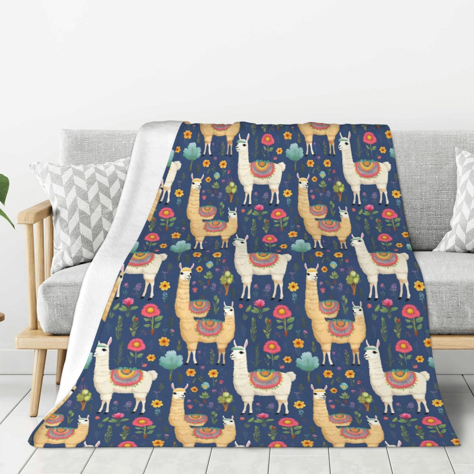 Couverture douce lama grand format pour vos soirées cocooning en famille