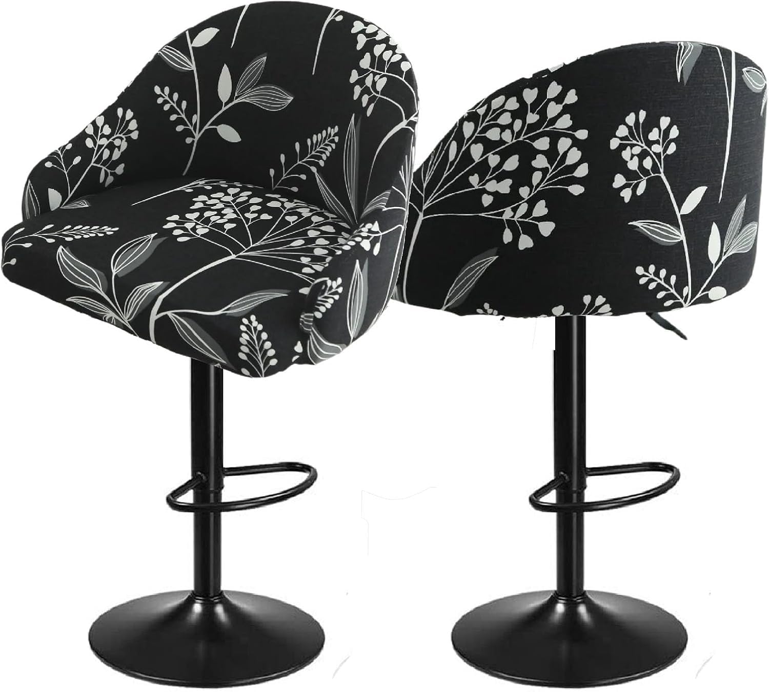 SDNAM Pub Bar Counter Stool Chair Covers with Back and Arms Set of 4/2/1 Stretch, Swivel Curved Kitchen Barstool Chair Cover Curved Back Bar Stool Slipcovers with Arms(H11,2PCS)