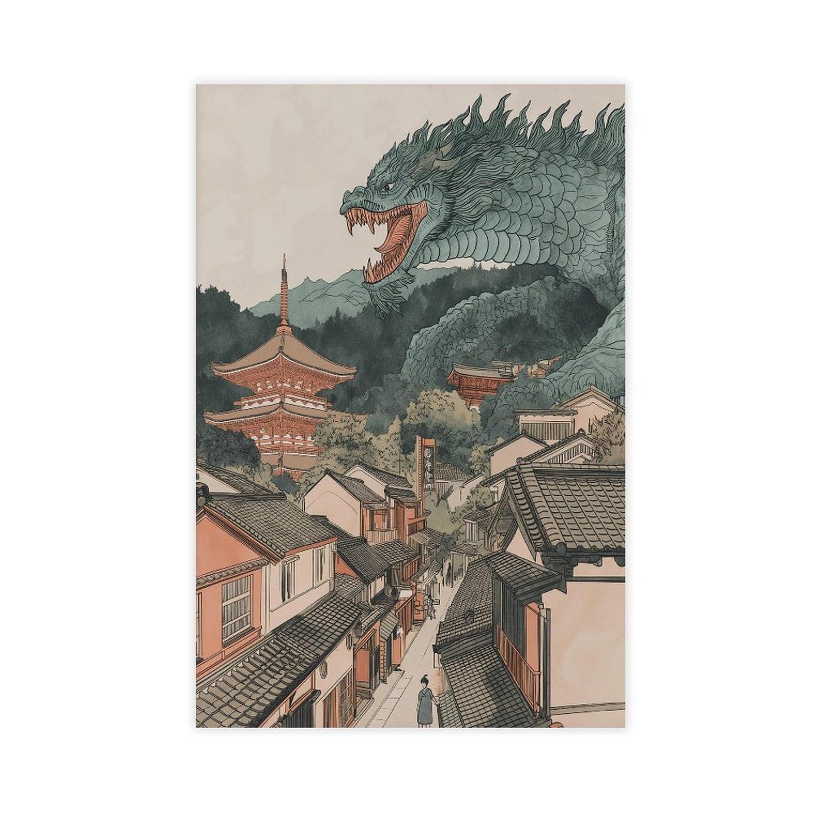 Bareronor Japanese Dragon Anime Poster Canvas Poster Bedroom Decor Landscape Office Room Decor Gift 24" L X 36" W