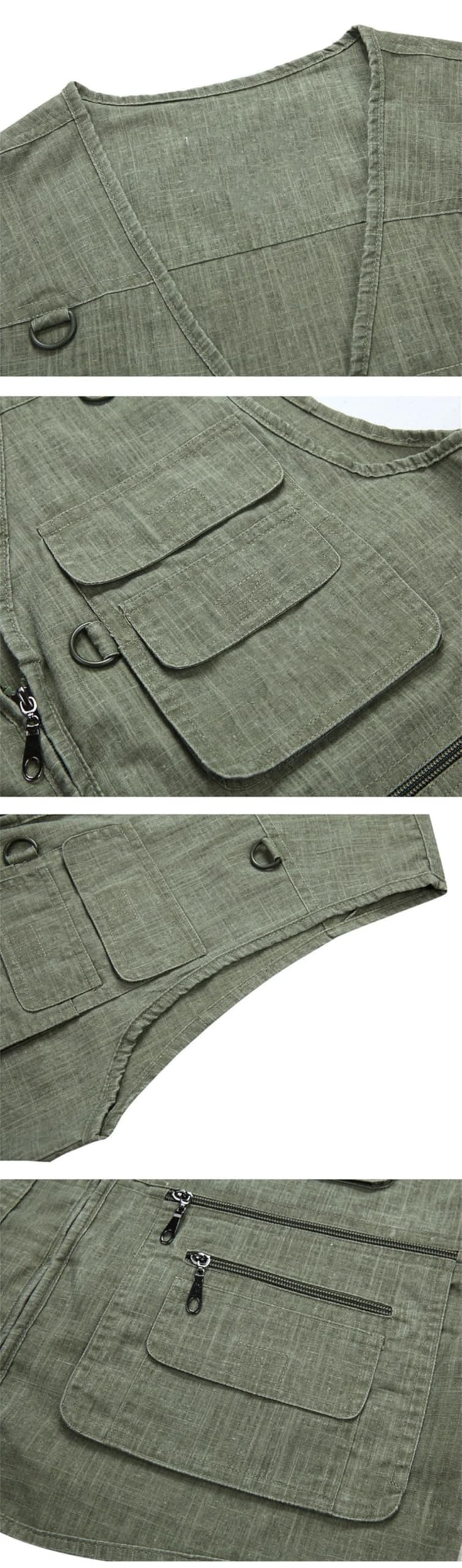 Chaleco clásico con múltiples bolsillos para hombre, chaqueta de fotógrafo sin mangas con muchos bolsillos