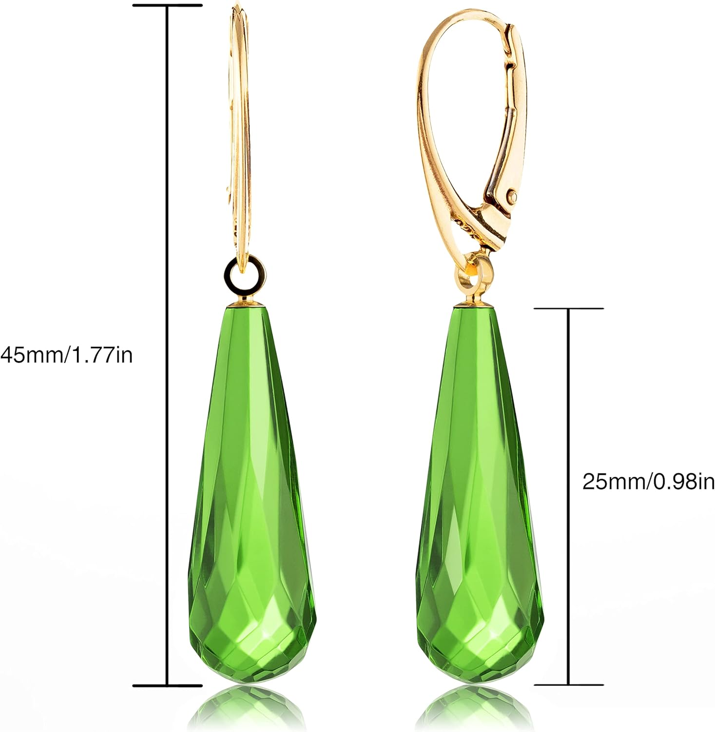 Amber Earrings for Women - Statement Gemstone Jewelry, Gold Plated Sterling Silver Leverback, Dangle Semi Precious Stone Ladies Earrings, Elegant Gift for Her