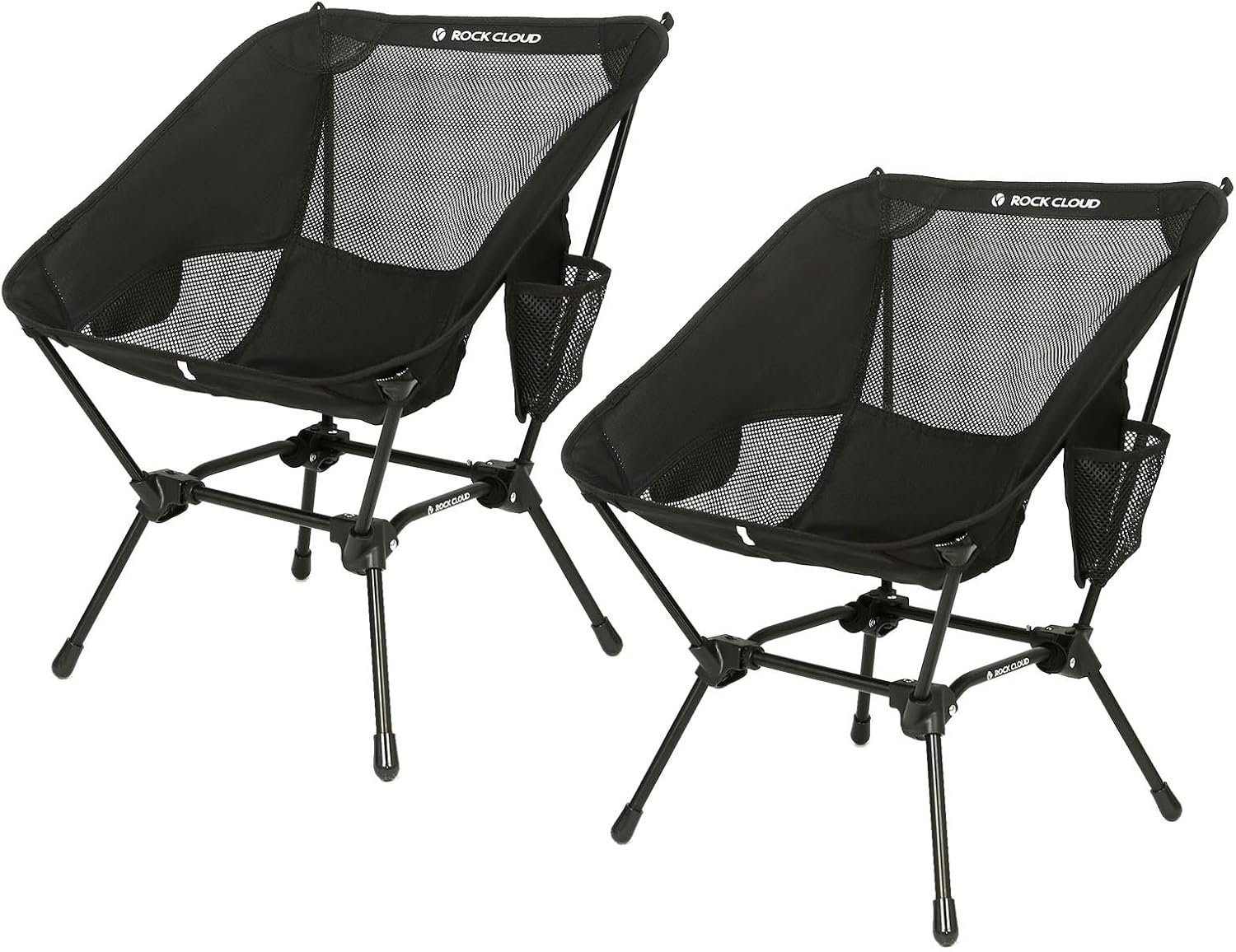 ROCK CLOUD 2 Pack Portable Camping Chair Ultralight Folding Chairs Outdoor for Camp Hiking Backpacking Lawn Beach Sports, Black