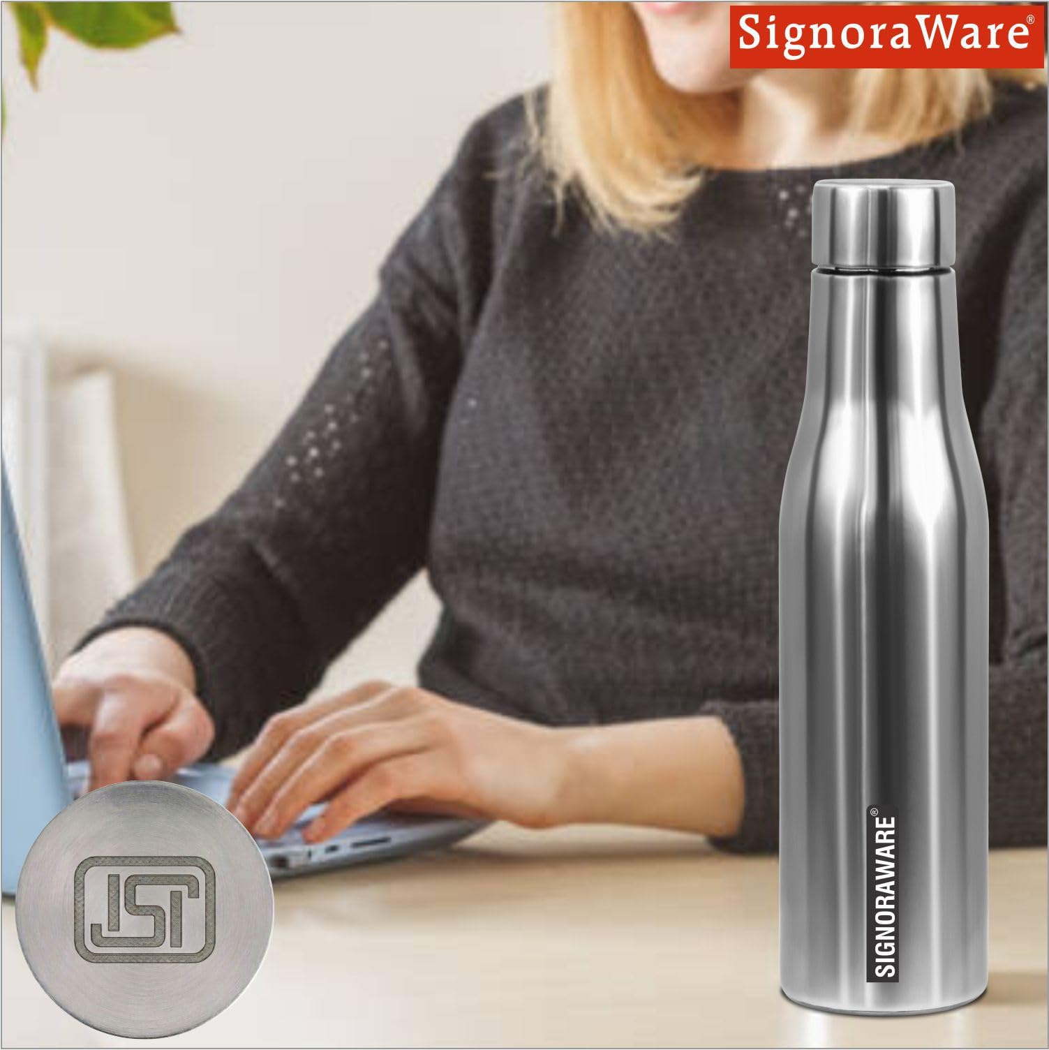 SIGNORA WARE Blaze Single Walled Stainless Steel Thermos Bottle, 500ml, Silver, Airtight & Leakproof, Ideal for Office, Camping, Sports & Outdoor Activities — Amazon image 3