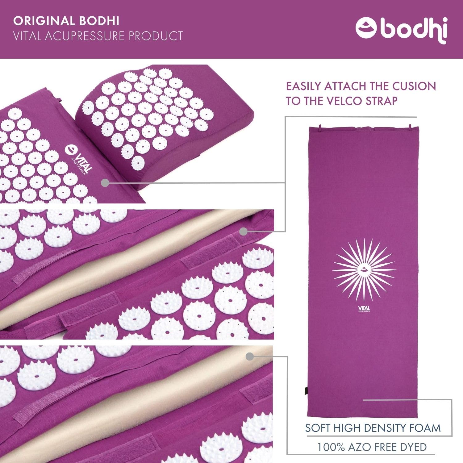 Set per agopressione Vital Deluxe (Spiky): agopuntura di Matte (74 x 44 cm) + Cuscino – e – Zerbino im Set conveniente, vitalisierende Relax-Matte per la schiena e collo, wohltuende rilassante