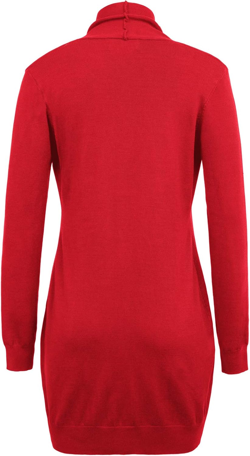 GRACE KARIN Women's Long Cardigan Sweater Open Front Classic Knitted Lightweight Sweater Coat with Pockets - Image 4