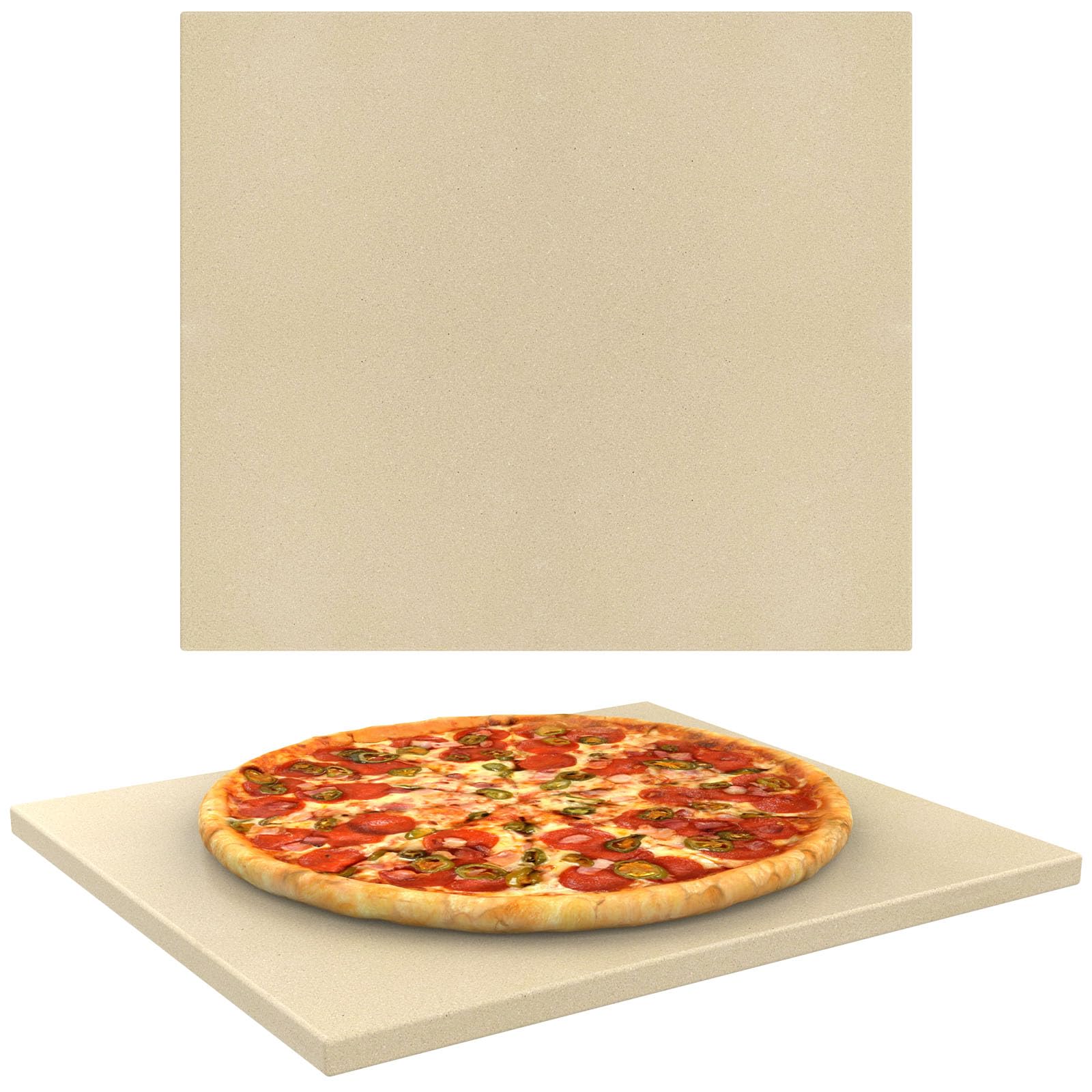 16" Rectangular Pizza Stone for Oven, BBQ Gas Grill, Pizza &amp; Bread Baking