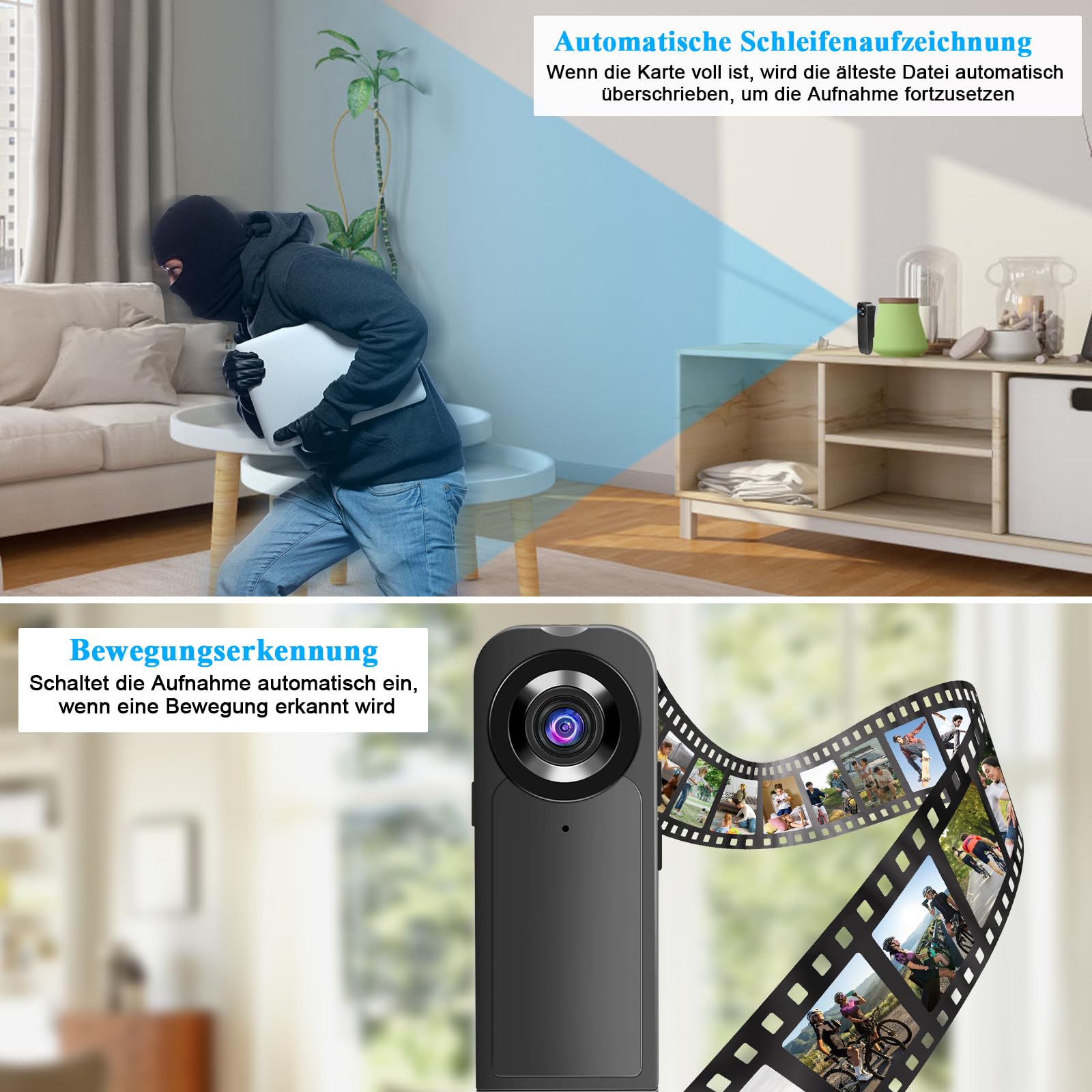 Bodycam HD 1080P Mini Kamera mit 32GB Speicherkarte, Nachtsicht, Audio Video Aufzeichnung