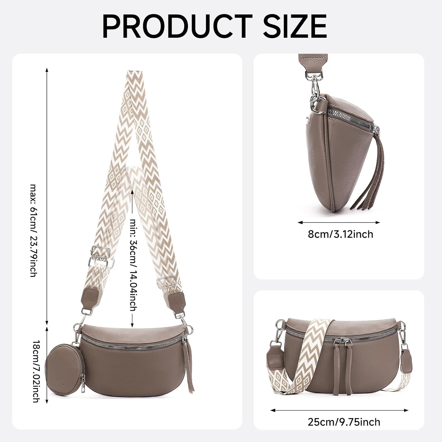 GAEKEAO Crossbody Bag for Women Bum Bag Belt Purse Spacious Handbags Vegan Leather Fanny Packs With Shoulder Strap
