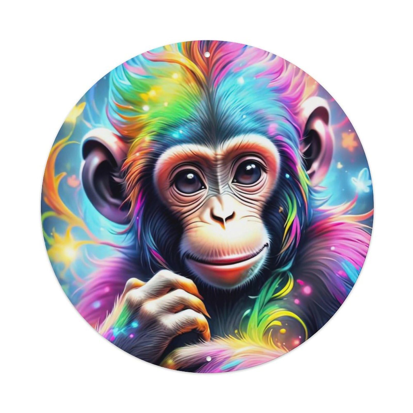 Animal Artwork Colourful Monkeys Vintage Metal Tin Sign Plaque Wall Decor for Cafe, Club Bar, Office, Garden Metal Poster 8x8Inch