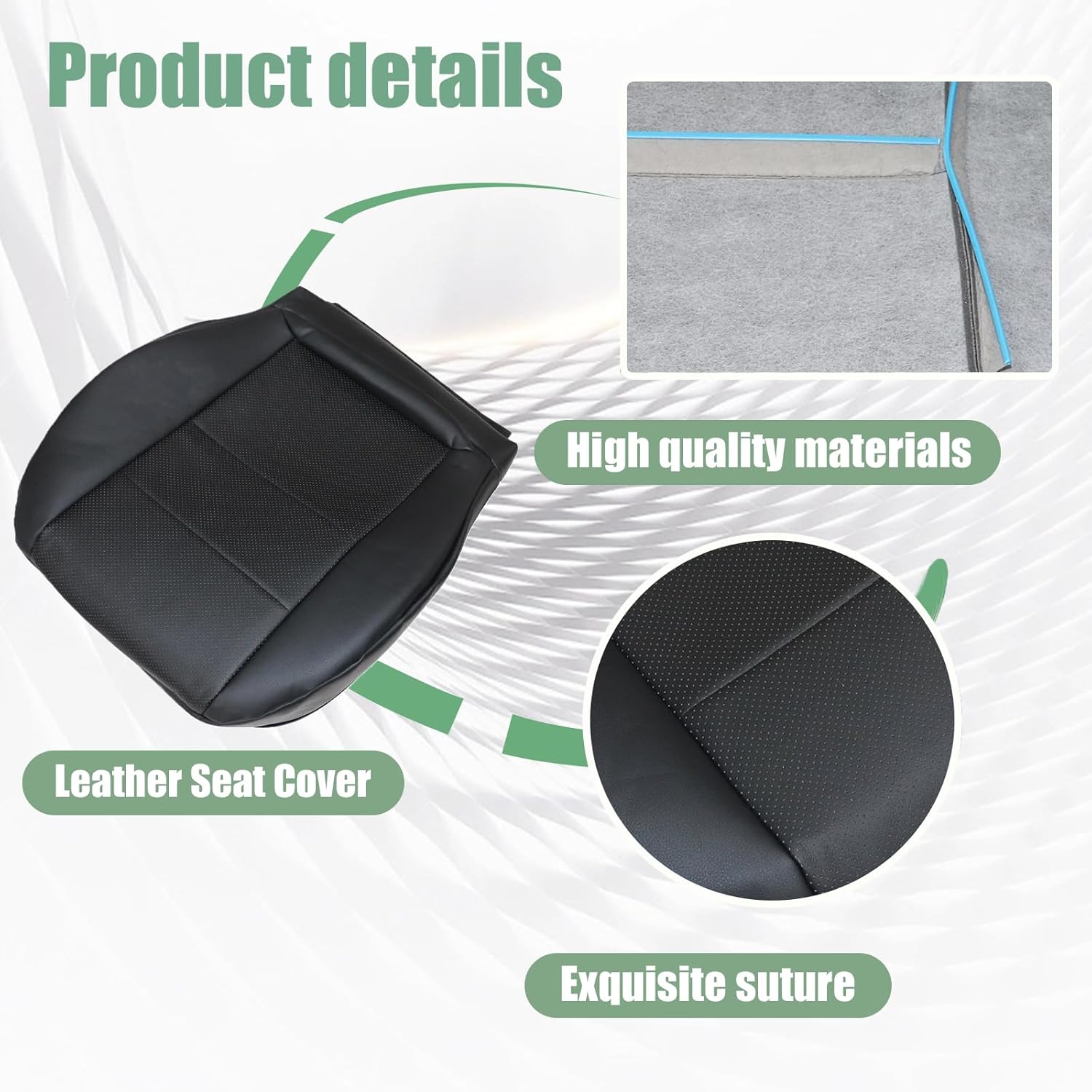 Priprilod Black Passenger Bottom Replacement Microfiber Leather Seat Cover Compatible with Mercedes Benz C250 C300 C350 2008-2014, Compatible with Mercedes Benz GLK250 GLK280 GLK300 GLK350 2008-2015