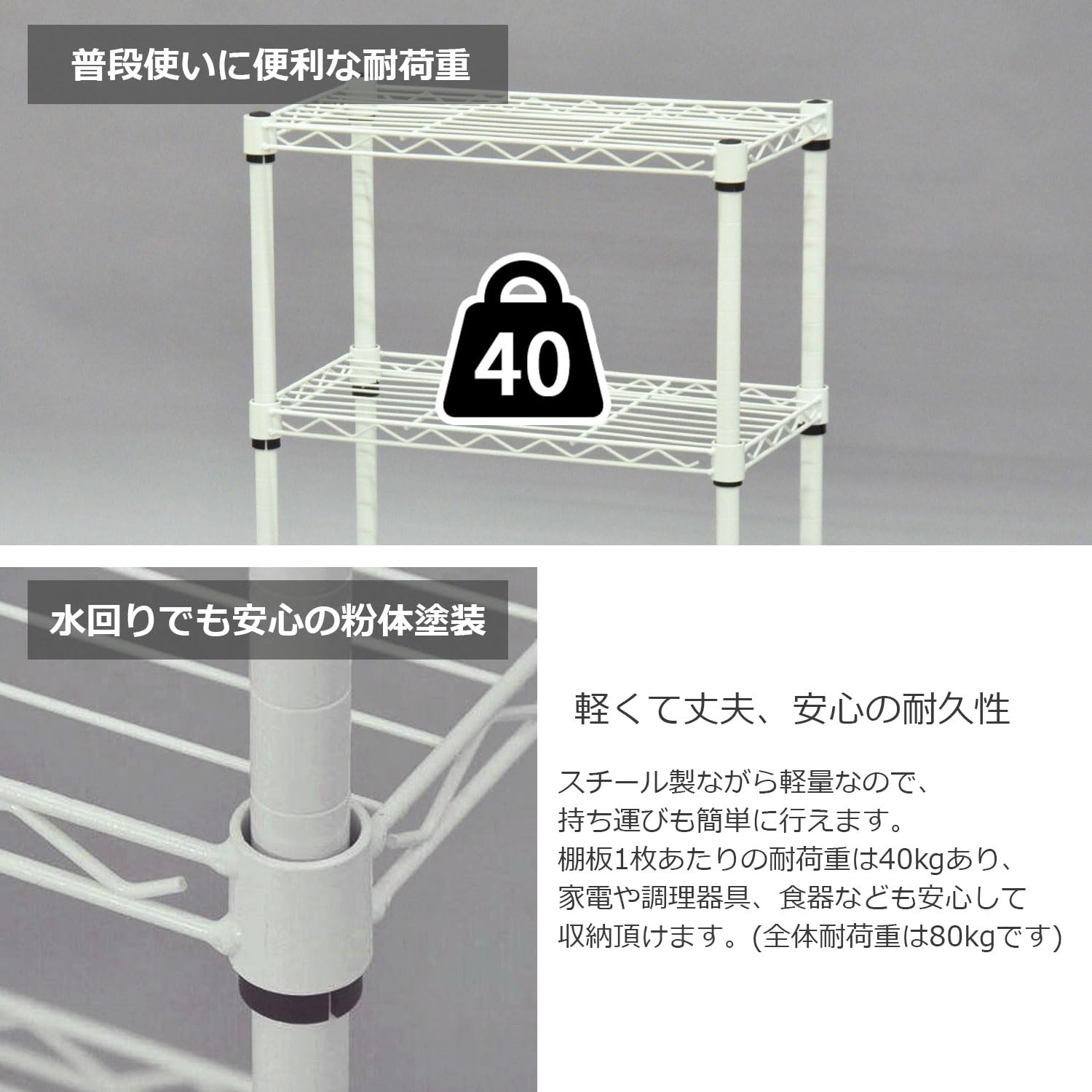 Amazon｜エイアイテック(AITECH) メタルラック本体 ホワイト 45x25x61