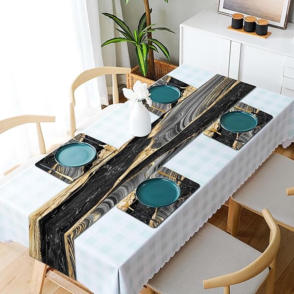 Modern Black and Gold Marble Set