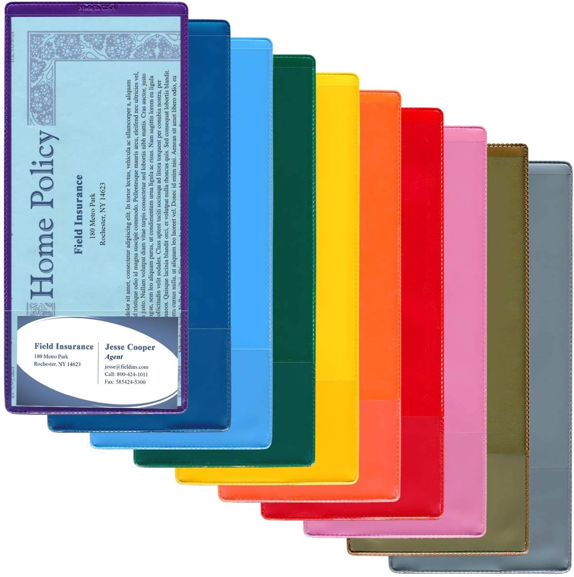 StoreSMART - Plastic Policy Holder with Business Card Pocket - 4" x 9" - Variety 20-Pack - INS30VP-2