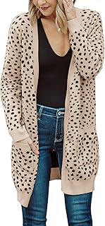 MEROKEETY Women's Open Front Knit Cardigan Winter Fall Sweater Dots Long Sleeve Coat Outwear