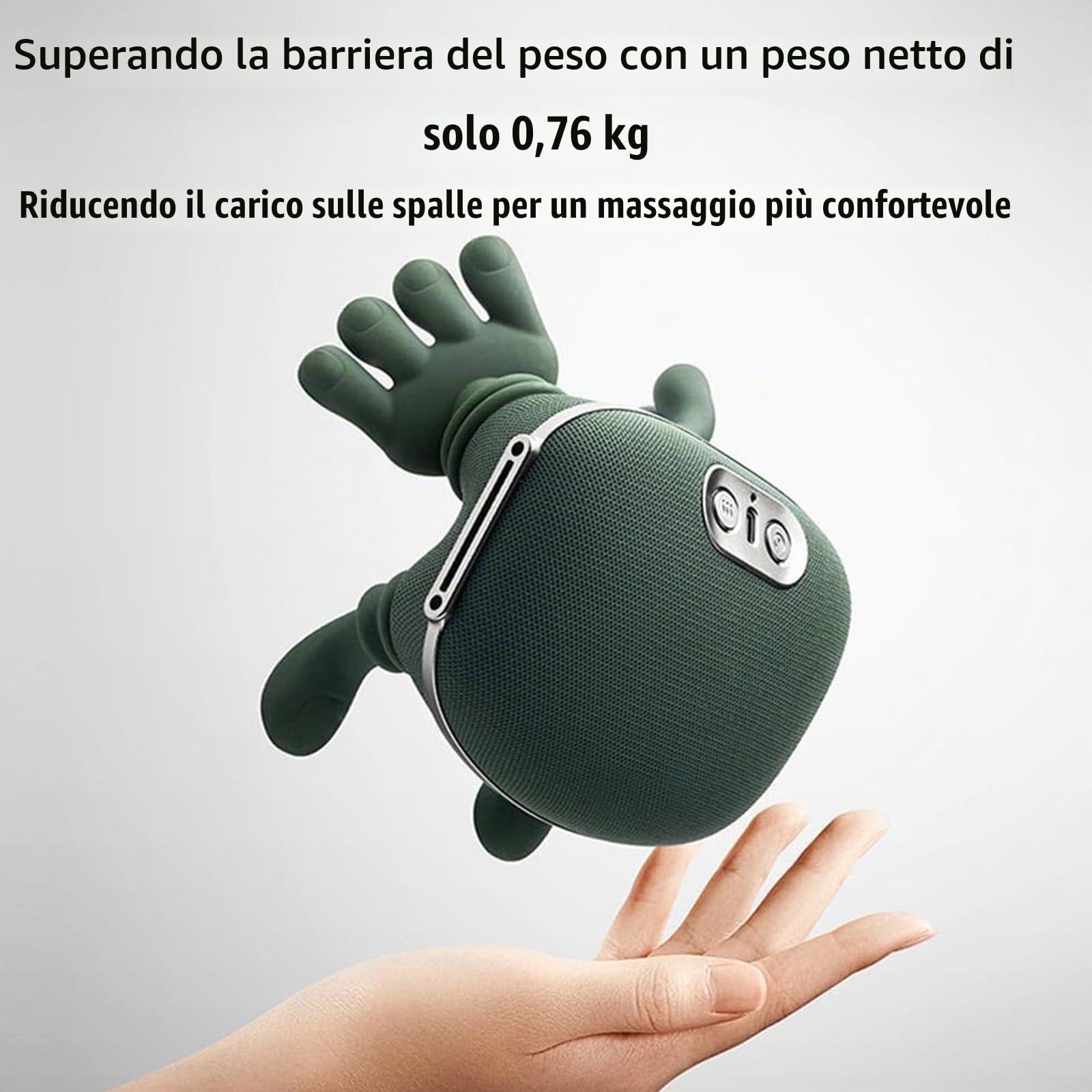 Massaggiatore Cervicale con Manine, Massaggio Elettrico dei Tessuti Profondi 4D con Impastamento, Design Simulato Della Mano Umana per Alleviare il Dolore e Rilassare i Muscoli