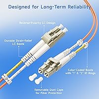 Vista 4 de Cable Matters OFNP - Cable de fibra óptica Plenum multimodo dúplex OM1 de 6.6 pies (10 Gb, LC a LC, cable de fibra óptica 62.5/125)