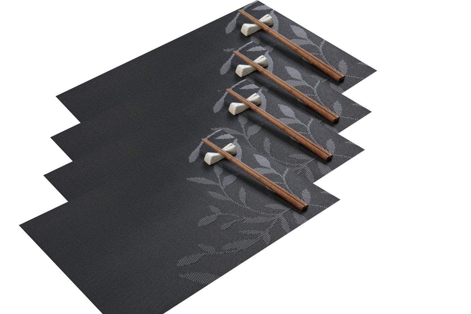 Sets de table antidérapants en PVC noir sous-tapis anti-poussière de jardin bistrot