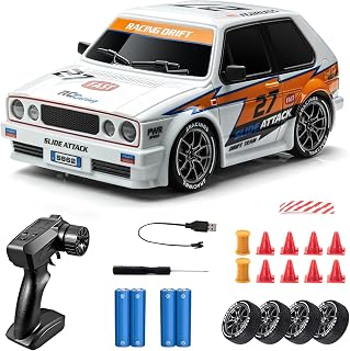 RC Drift Car for Adults 1/24 Remote Control Cars with Racing Livery | 20KM/H 4WD Low / High Speed Drifting RC Cars with LED Lights, Extra Drifting Tires, Vehicle for Boys Beginners Indoor Outdoor