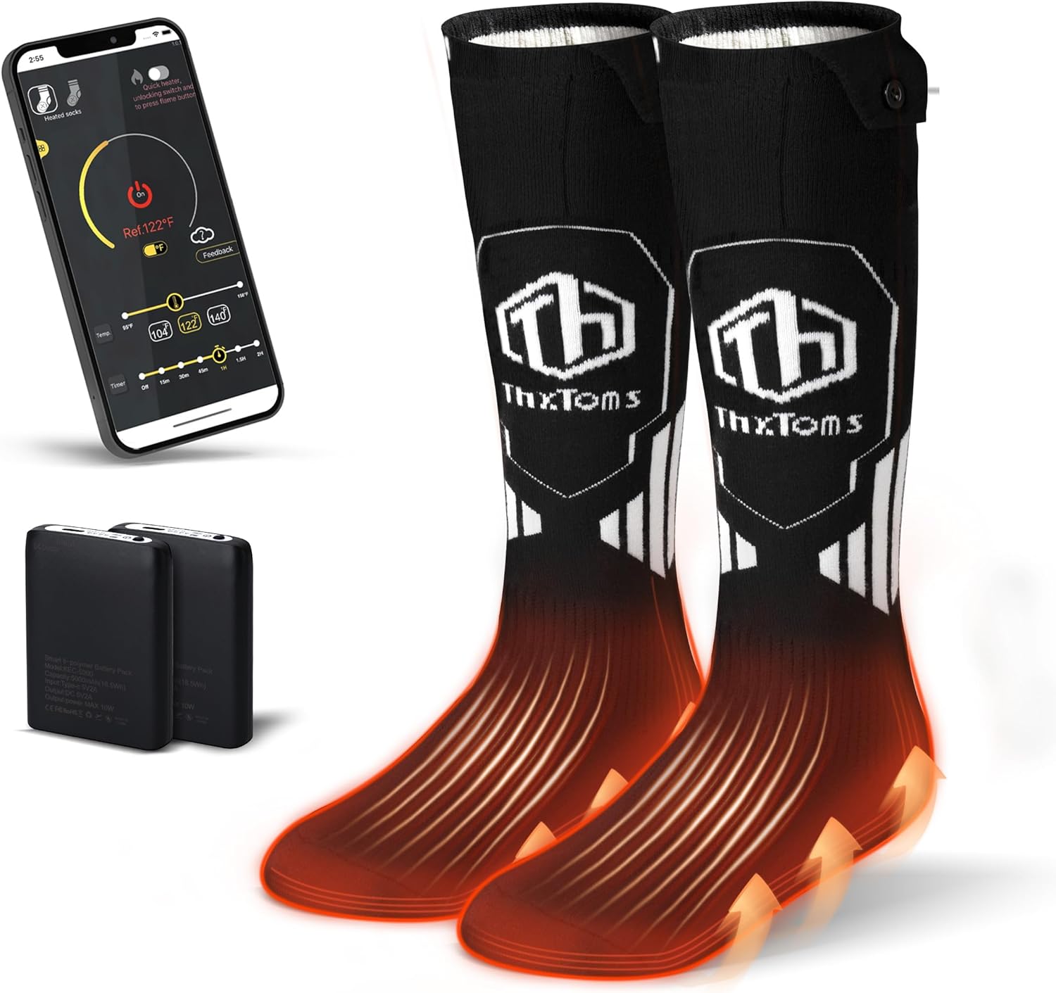 ThxToms Heated Socks for Men Women with App Control, 5000mAh