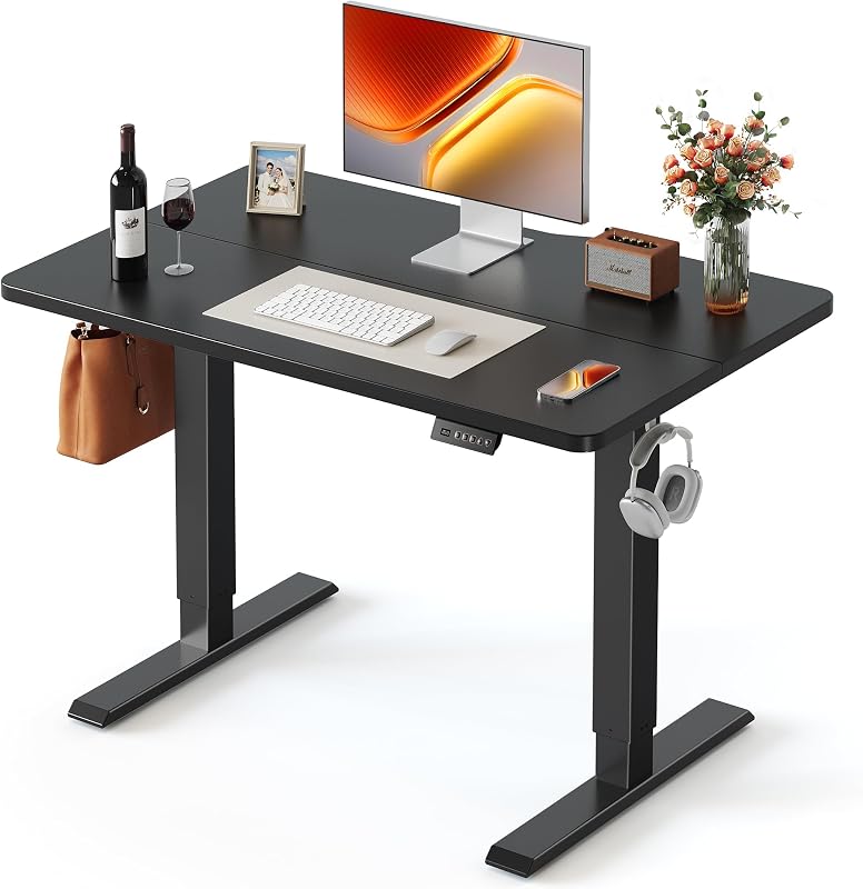FEZIBO Standing Desk 40 × 24 Inch Electric Height Adjustable, Black | Sit and Stand Up Adjustable Desk, Home Office Computer Desk with 3 Customizable Memory Presets