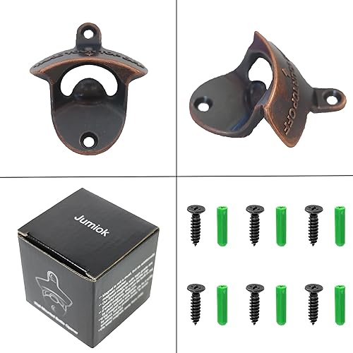 Miniatura 5 de Abridor de botellas de cobre antiguo para montaje en pared, con tornillo, antiguo (3 paquetes)