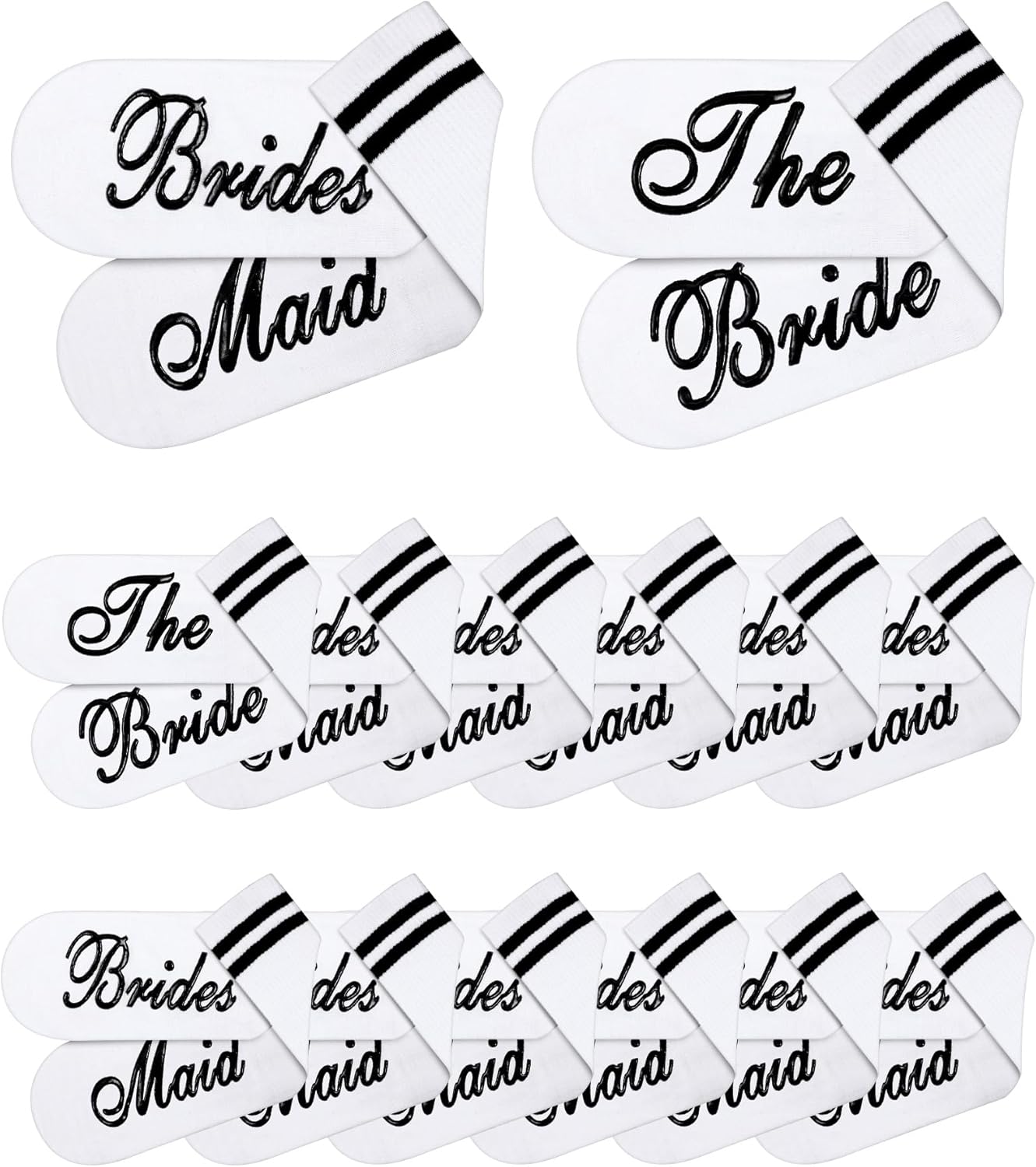 Panitay 12 Pairs Bride Bridesmaid Socks White Cotton Bridesmaid Gifts Funny Novelty Bridal Sock Wedding Proposal Gift Socks for Women Bridal Shower Bachelorette Party Favors Decorations