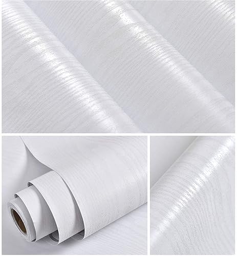 Miniatura 27 de Abyssaly Papel de contacto de madera blanca de 17.71 in X 196 in, película autoadhesiva decorativa de madera real, táctil, fácil de limpiar, cubre