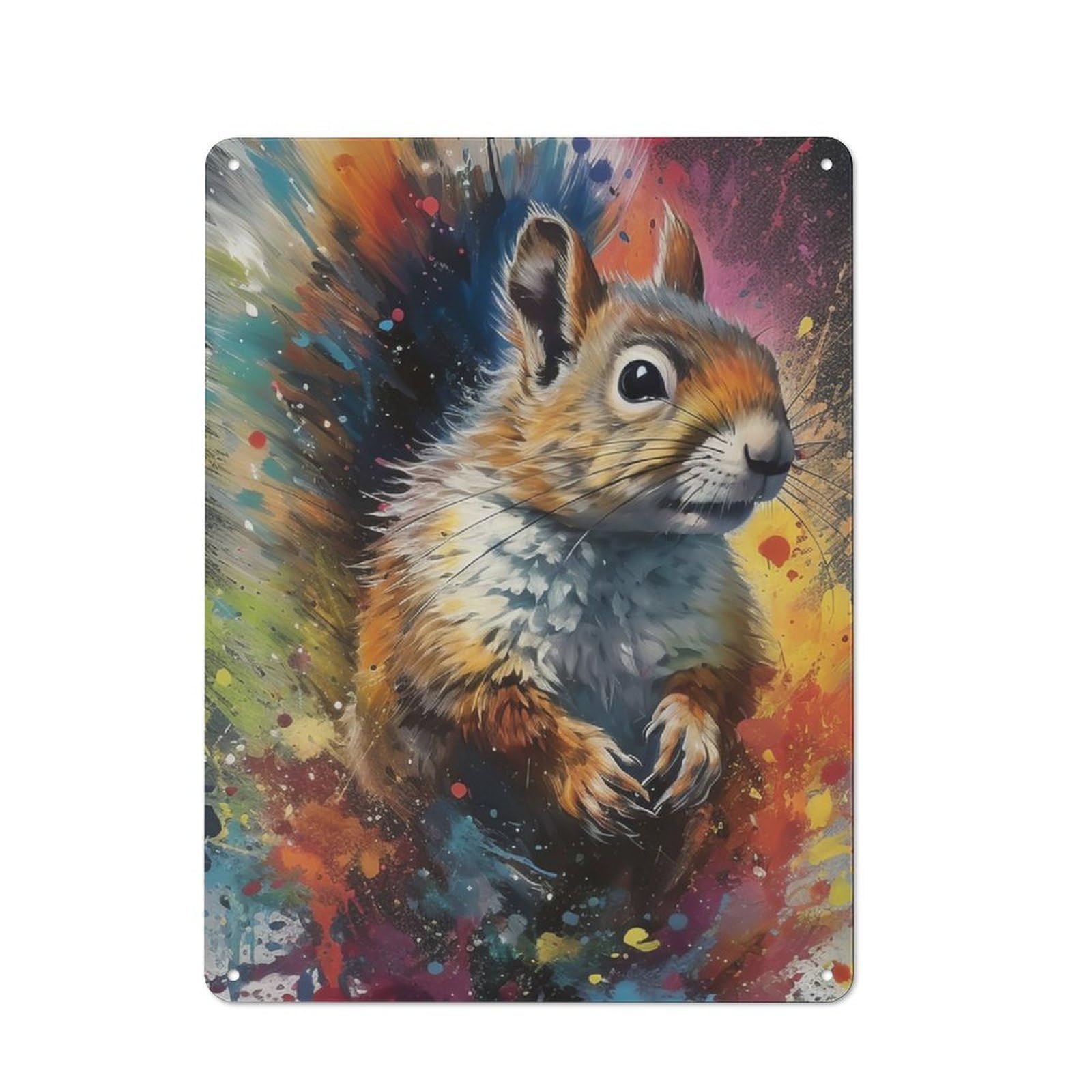 Junmoney Squirrel Painting Retro Metal Wall Sign 40X30cm With For Bar Or Restaurant, A Housewarming Gift For Hospitality Decor Collectors