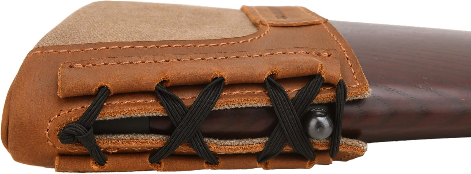 Tas Trost Rifle Gun Buttstock Extension，Retro Leather and Canvas Slip on Recoil pad,Shotguns Shoting Gun Butt Protector