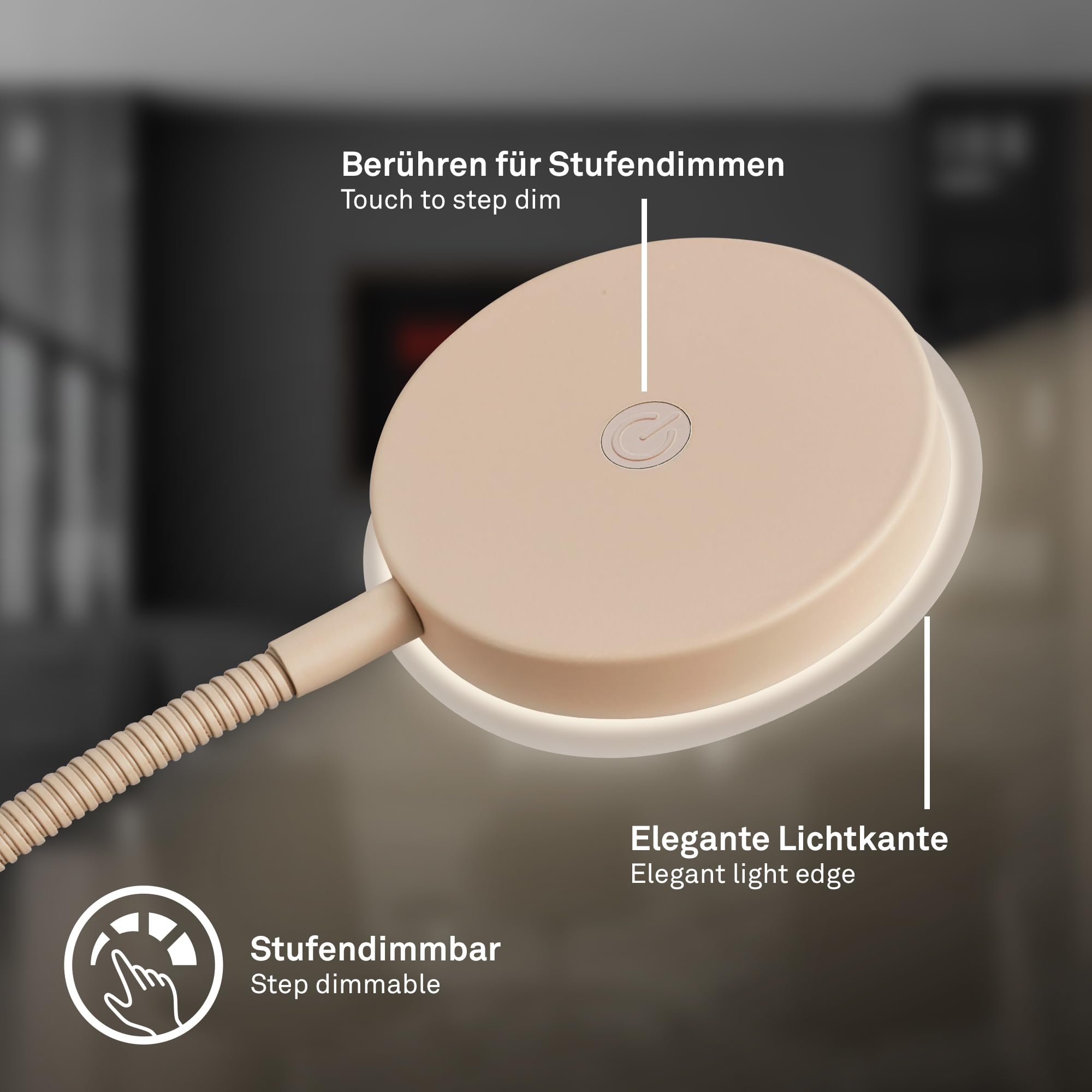 BRILONER - LED vloerlamp met touch, dimbaar, memory functie, leeslamp, woonkamerlamp, slaapkamer decoratie, uplighter, staande lamp, vloerlamp, 21 x 170 cm, wit