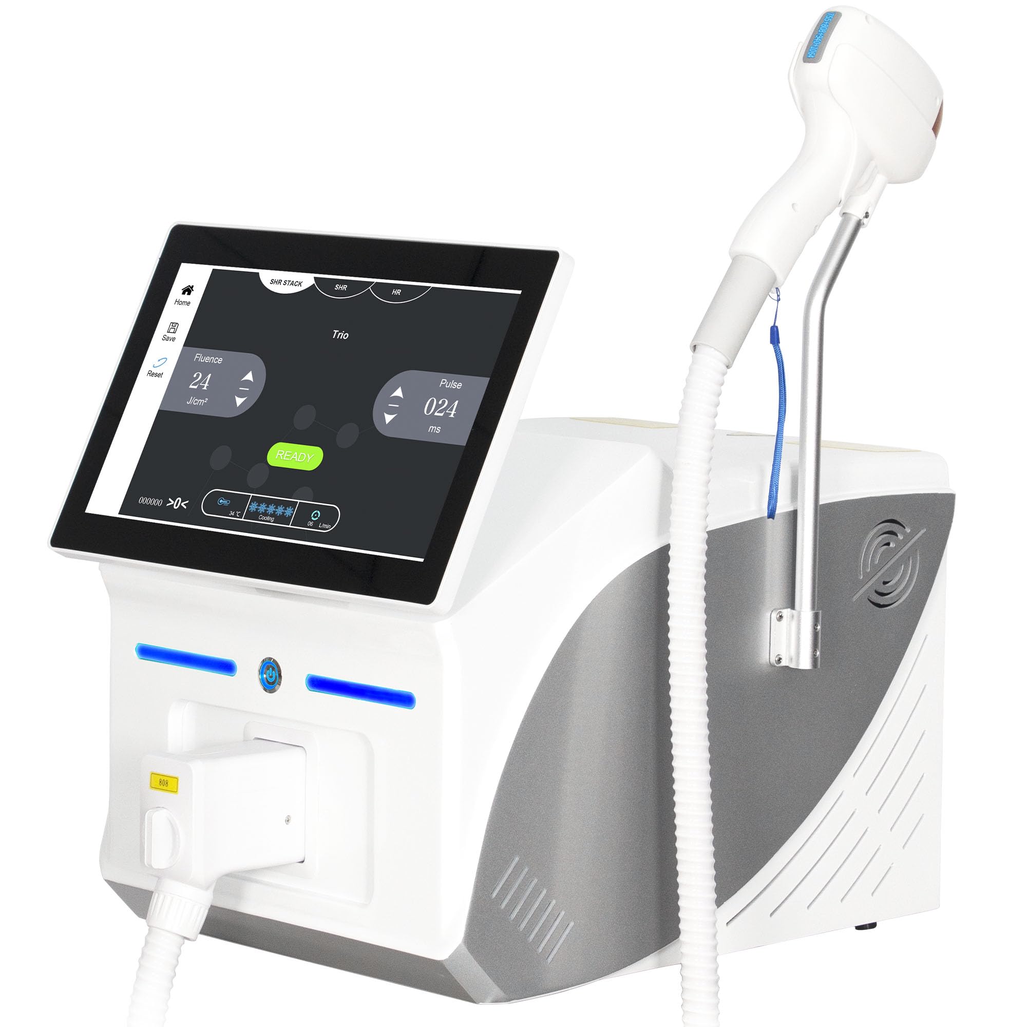 Myoslim Laser a Diodo Professionale per Epilazione, 4 lunghezze d’onda 755 808 940 1064 nm | 10 barre laser sistema di raffreddamento del ghiaccio Epilazione completa del corpo a casa o in un centro estetico