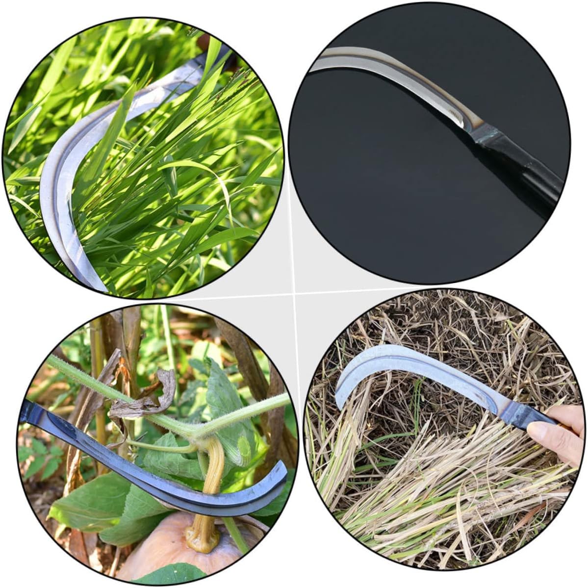 Yardwe 13 Inch Scythe Mowing Knife with Sharp Rustproof Steel Blade for Gardening Weeding and Lawn Care with Comfortable Grip