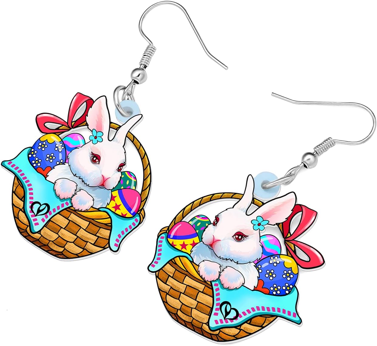 Acrylic Easter Basket Eggs Bunny Earrings Dangle Drop Cute Rabbit Jewelry Easter Gifts for Women - Image 3