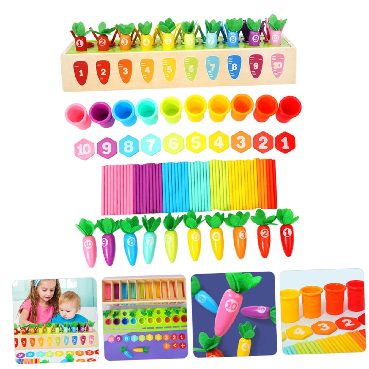 Holzspielzeug Karotten Passendes Spiel Zahlen Sortieren Lernen Kleinkinder Spielzeug Zum Zuordnen Von Zahlen Und Farben Für Kleinkinder