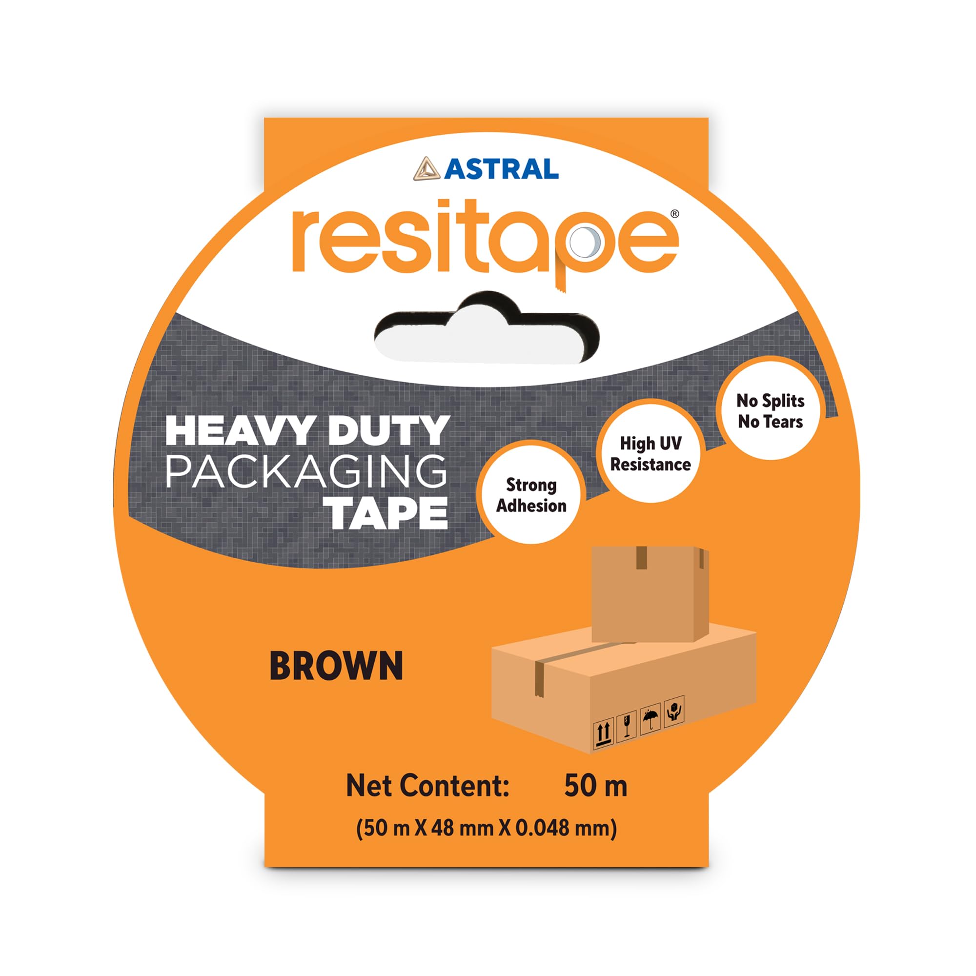 Astral Resitape BOPP Brown Tape I High Strength Packaging tape I Excellent Grip & Adhesion I High Strength & Durability I Premium Quality for Heavy Loads, DIY I 50 mtr. X 48 mm X 0.048 mm-image-4
