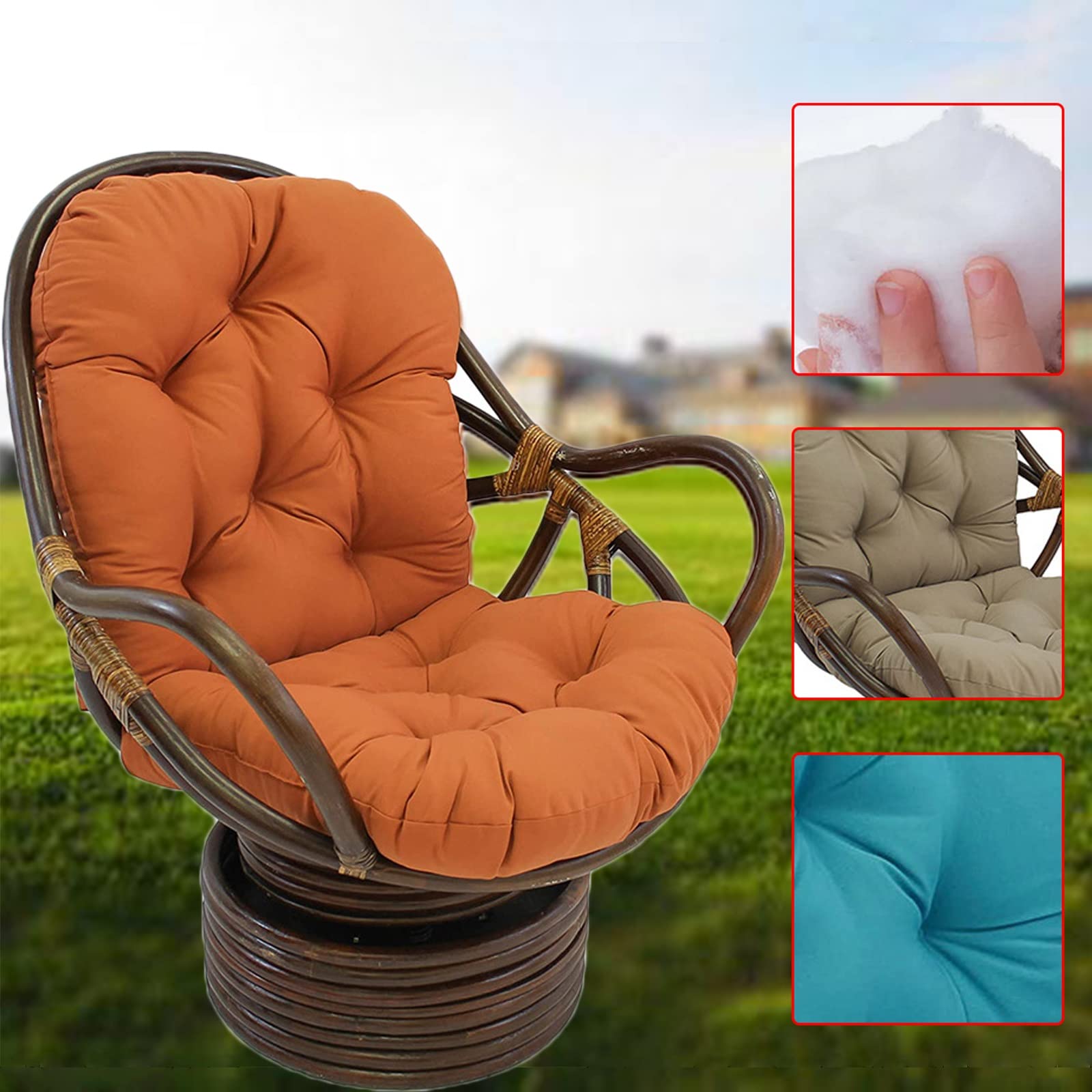 Cuscino per sedia a dondolo girevole in tinta unita, con design antiscivolo, spesso e confortevole, per casa, ufficio e giardino, blu lago, ideale per rilassarsi e dondolare con stile
