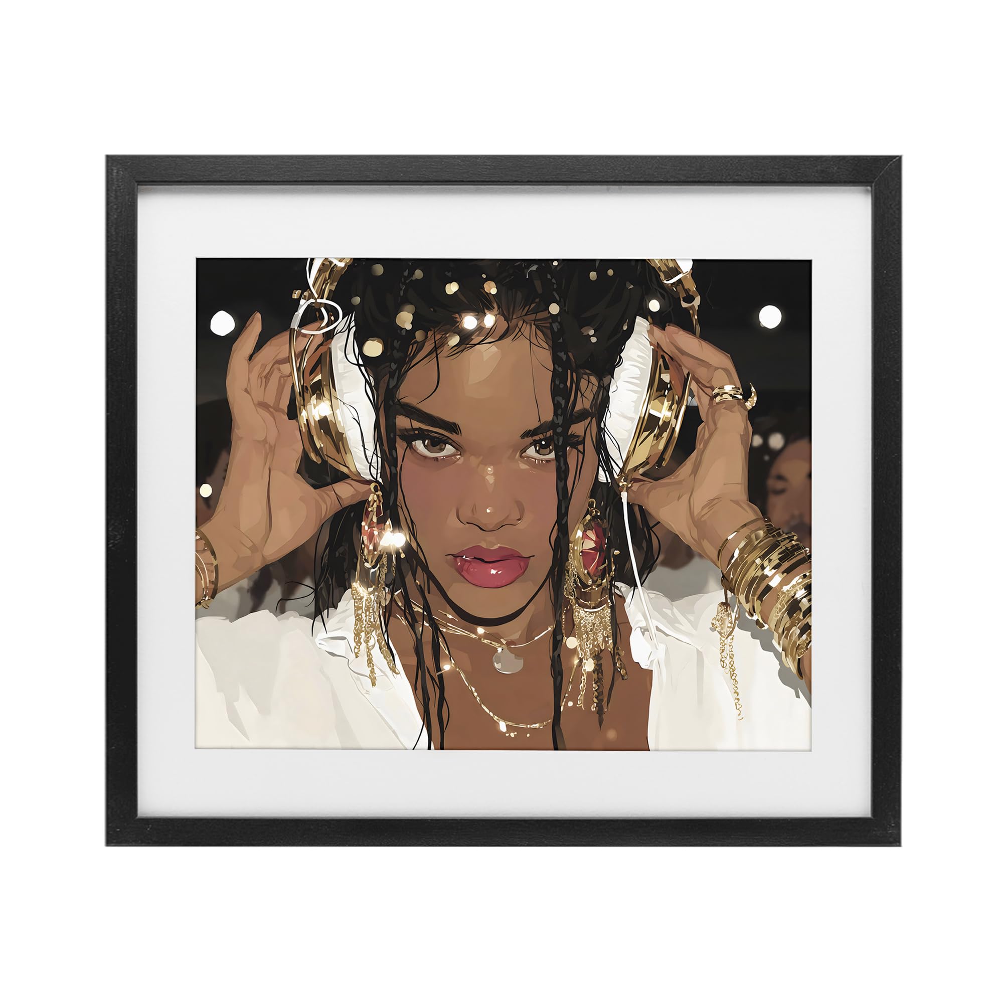Portrait glamour de casque doré, 43,2 x 53,3 cm, encadré sous verre
