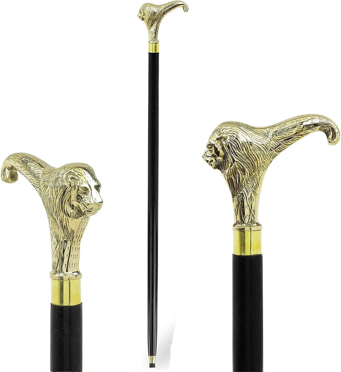 Decorative Defense Victorian Canes and Walking Sticks for Men & Women |Pewter Brass Handle Unisex Derby Cane|