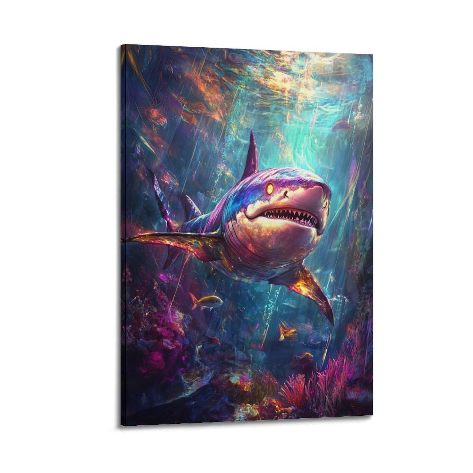 HUIYHB Animal Poster Sharks at The Bottom of The Sea Poster Decorative Painting Canvas Wall Posters And Art Picture Print Modern Family Bedroom Decor Posters 20x30inch(50x75cm)